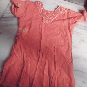 Elegant Orange Floral Kurta