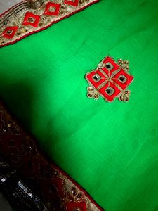 Green Embroidered Saree