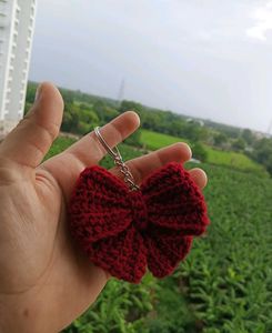Red Crochet Bow Keychain🎀