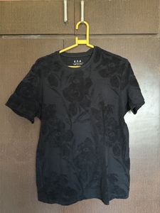 Men's Black Floral Print T-Shirt