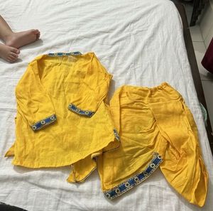 Traditional Yellow Kurta and Dhoti Set