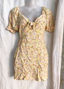 7123. Floral Tie-Front Mini Dress