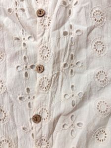 Chic Broderie Anglaise Button-Up Shirt
