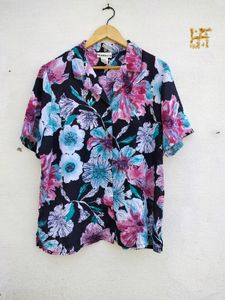 Flower Print Short Sleeves Shirt
