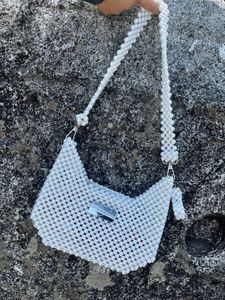 handcrafted white pearl bag size medium