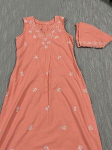Peach Embroidered Kurta Set