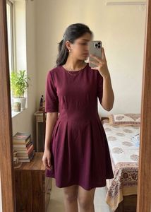 Maroon Fit & Flare Dress