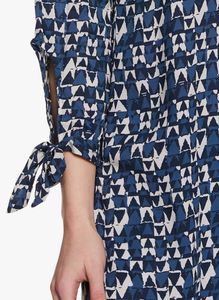 Blue &amp; White Printed Cold-Shoulder Kurta