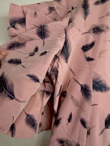 Pink Feather Print Maxi Dress