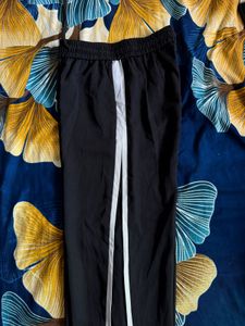Black Track Pants with White Stripes