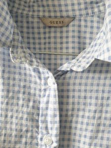 Blue Gingham Sleeveless Tie-Front Shirt no 100
