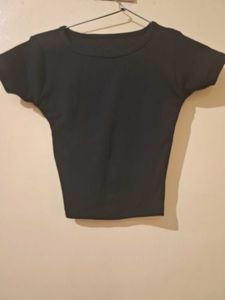 Ruched Black Crop Top