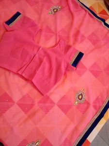 Beautiful Pink Embroidered Saree