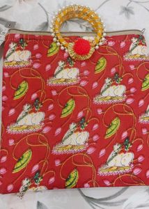 Red Printed Tote Bag