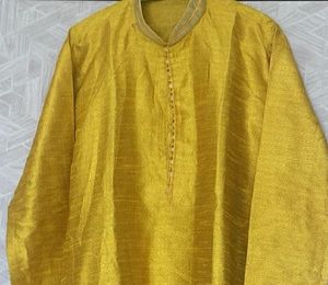 Yellow Silk Kurta - 40