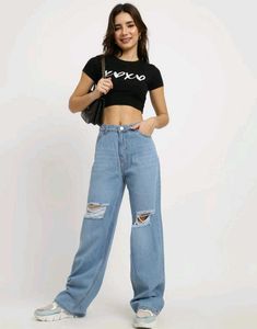 Ripped Wide Leg Jeans