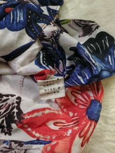 Vibrant Floral Print Top with Strappy Neckline