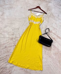 Yellow Lace Trim Slip Cami Top
