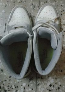 Stylish Grey &amp; White High-Top Sneakers