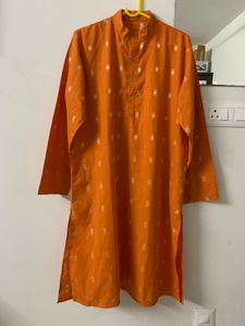 Vibrant Orange Printed Kurta