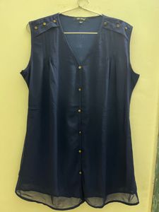 Elegant Navy Blue Sleeveless Top