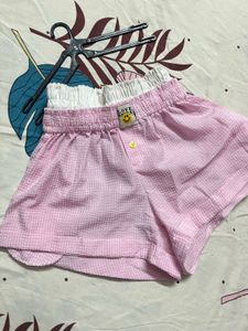 Pink Seersucker Shorts