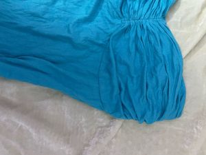 Chic Blue Strapless Ruched Top