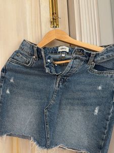 Distressed Denim Mini Skirt
