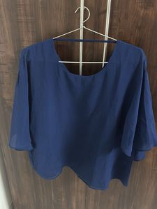 Stylish Blue Bell Sleeve Top