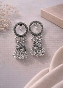 Silver Tone Jhumka Earrings
