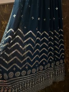 Stunning Teal Sequin Ethnic Gown