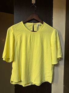 Bright Yellow Flutter Sleeve Top