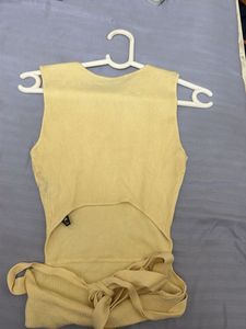 ZARA Yellow Ribbed Sleeveless Top