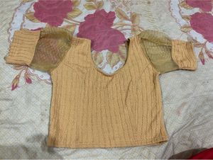 Designer Yellow Blouse with Net Sleeves