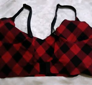 Lucky Brand Plaid Sports Bra