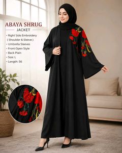 Elegant Abaya Shrug Jacket with Embroidery