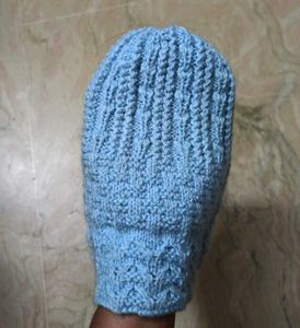 Hand-Knit Blue Beanie Cap