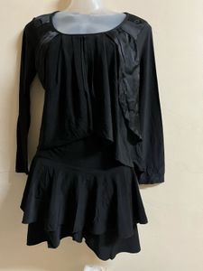 Black Ruffled Long Sleeve Dress