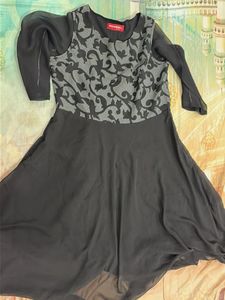 Elegant Black Printed Gown