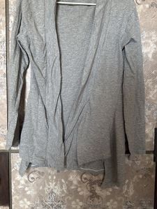 Grey Open Front Cardigan