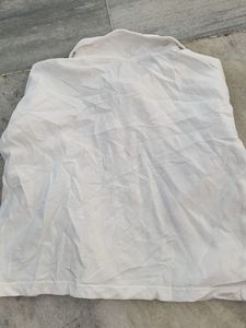 White Long Sleeve Polo Top