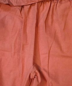 Coral Linen Blend Pants with belt