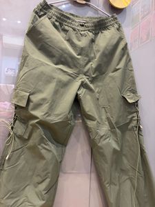 Olive Green Parachute Cargo Pants