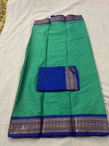 Royal Blue Saree with Gold Border