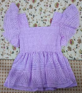 Lavender Lace Square Neck Top