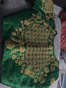 Elegant Emerald Green Embroidered Blouse