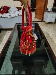 Red Embroidered Potli Bag