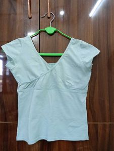 Light Blue V-Neck Wrap Top