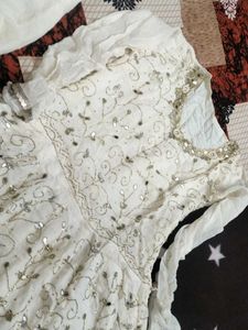 White Embellished  Frock Gharara