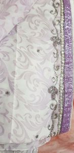 White and purple georgette saree